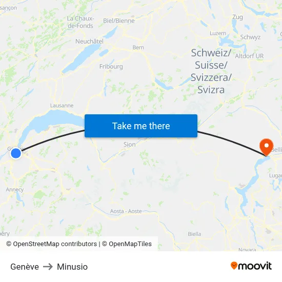 Genève to Minusio map