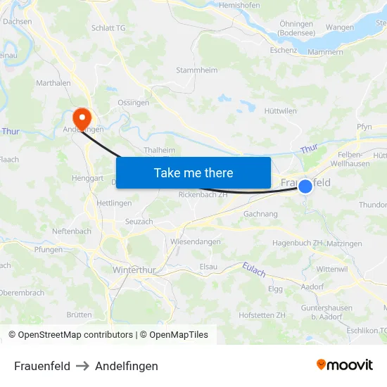 Frauenfeld to Andelfingen map
