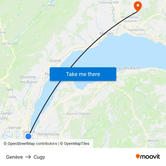 Genève to Cugy map