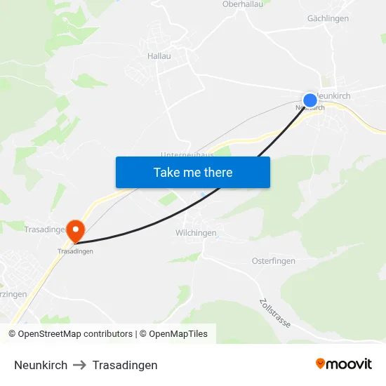 Neunkirch to Trasadingen map
