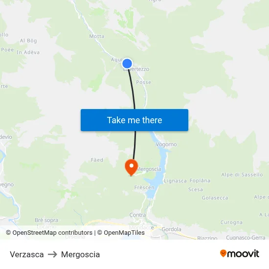 Verzasca to Mergoscia map