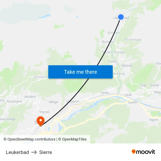Leukerbad to Sierre map
