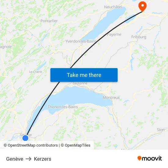 Genève to Kerzers map