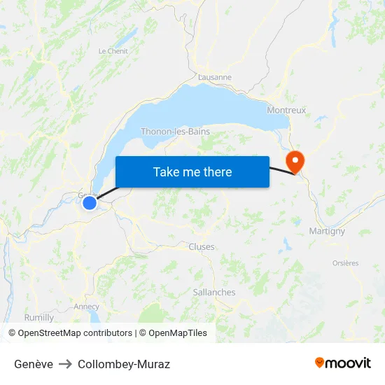 Genève to Collombey-Muraz map