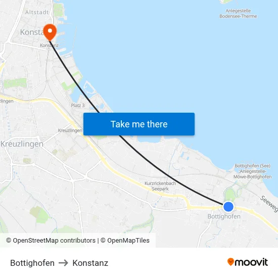 Bottighofen to Konstanz map