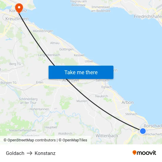 Goldach to Konstanz map