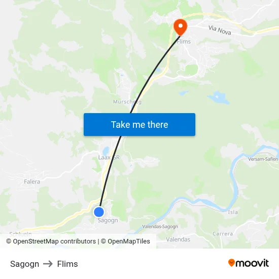 Sagogn to Flims map