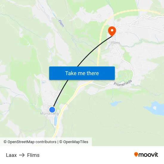 Laax to Flims map