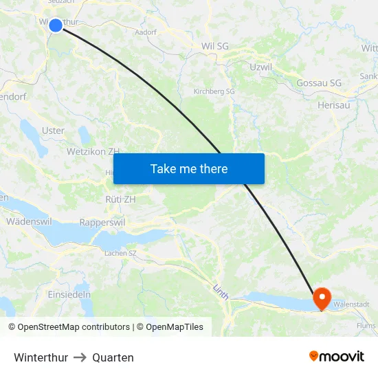 Winterthur to Quarten map