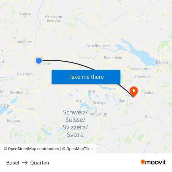Basel to Quarten map