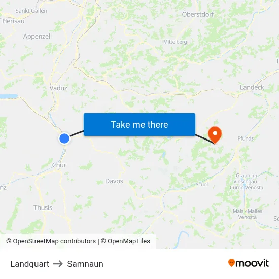 Landquart to Samnaun map