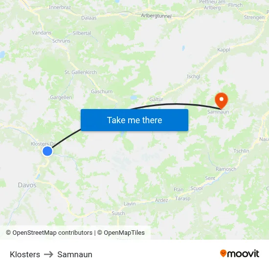 Klosters to Samnaun map