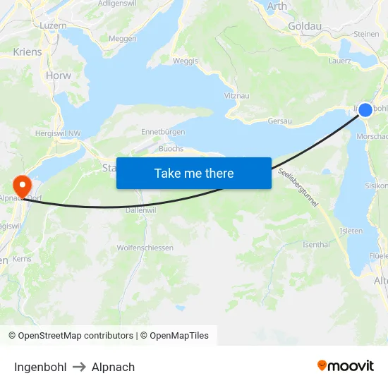 Ingenbohl to Alpnach map