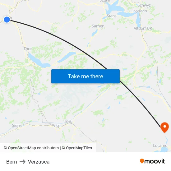 Bern to Verzasca map