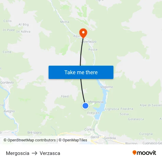 Mergoscia to Verzasca map