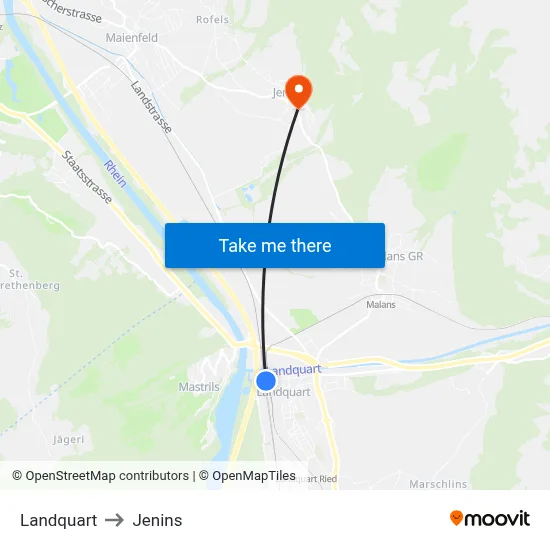 Landquart to Jenins map