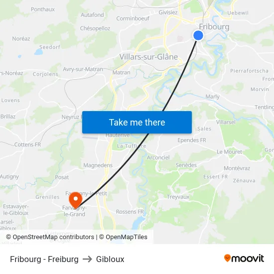 Fribourg - Freiburg to Gibloux map