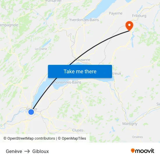Genève to Gibloux map