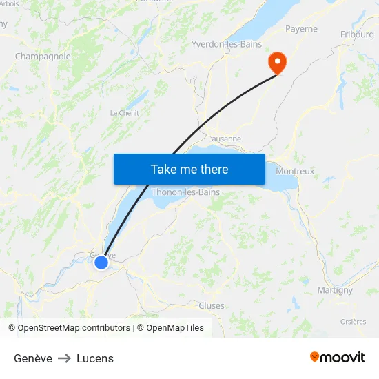 Genève to Lucens map