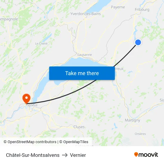 Châtel-Sur-Montsalvens to Vernier map