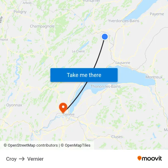 Croy to Vernier map