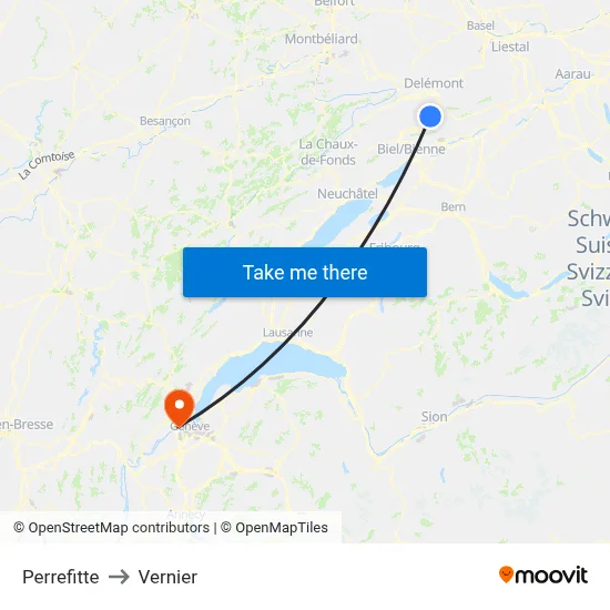 Perrefitte to Vernier map