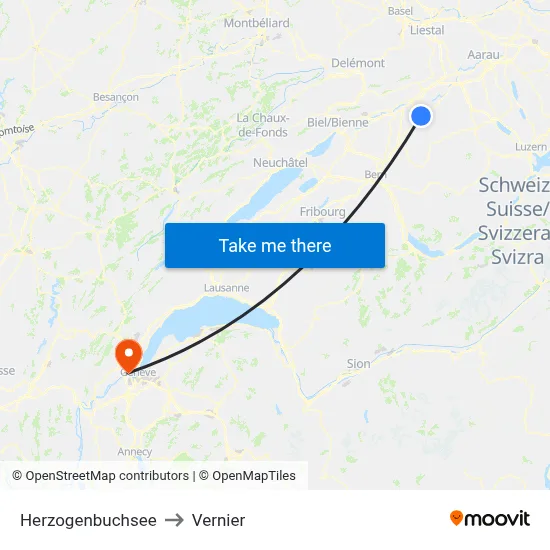 Herzogenbuchsee to Vernier map