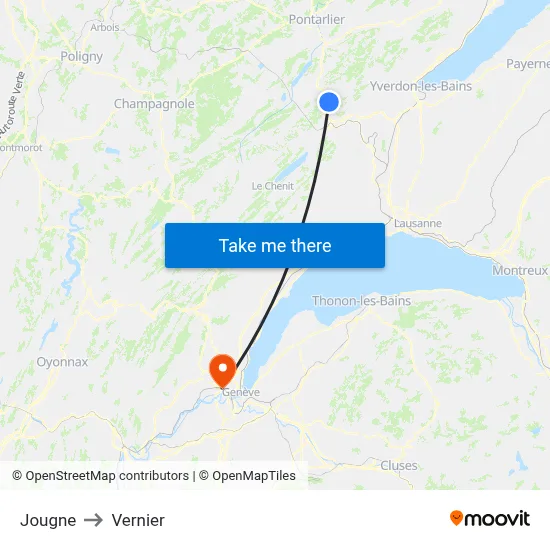 Jougne to Vernier map