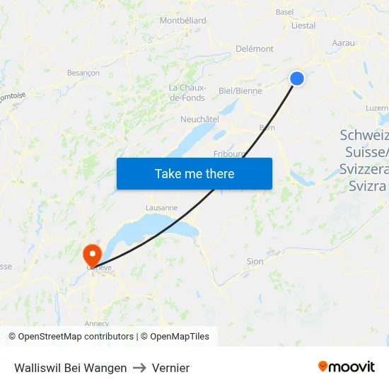 Walliswil Bei Wangen to Vernier map