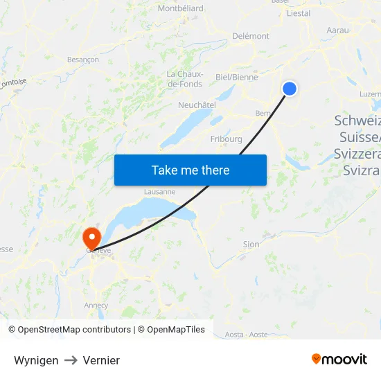 Wynigen to Vernier map