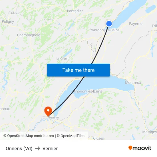 Onnens (Vd) to Vernier map