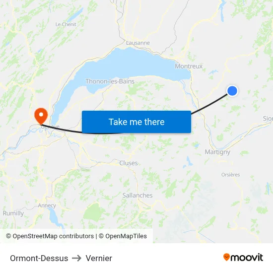 Ormont-Dessus to Vernier map