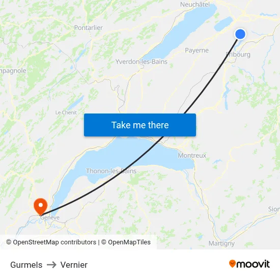 Gurmels to Vernier map