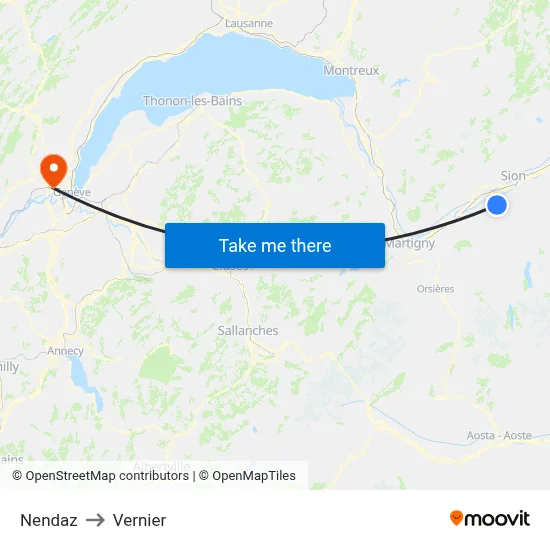 Nendaz to Vernier map