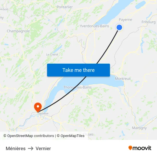 Ménières to Vernier map