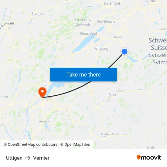 Uttigen to Vernier map