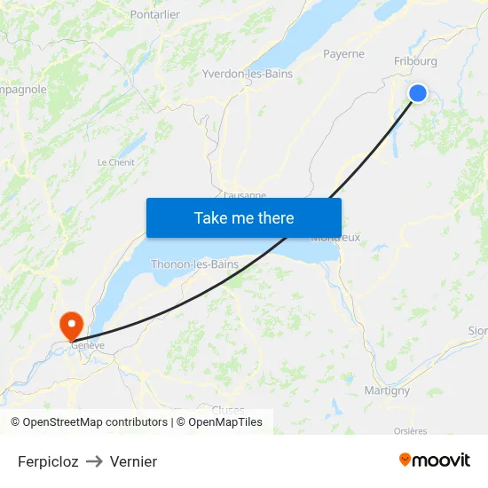 Ferpicloz to Vernier map