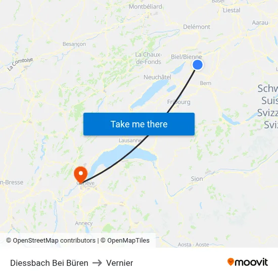 Diessbach Bei Büren to Vernier map