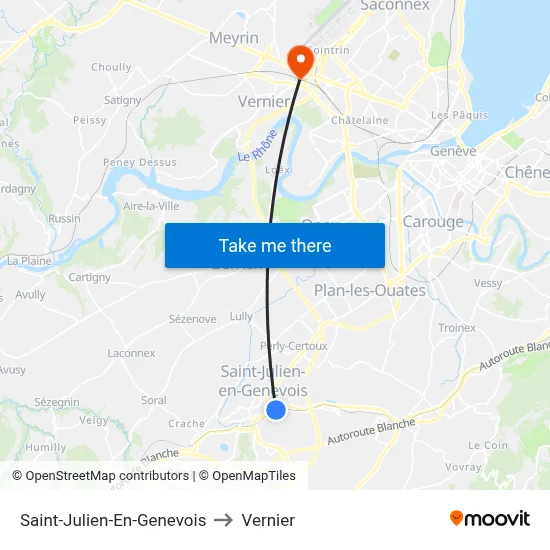Saint-Julien-En-Genevois to Vernier map