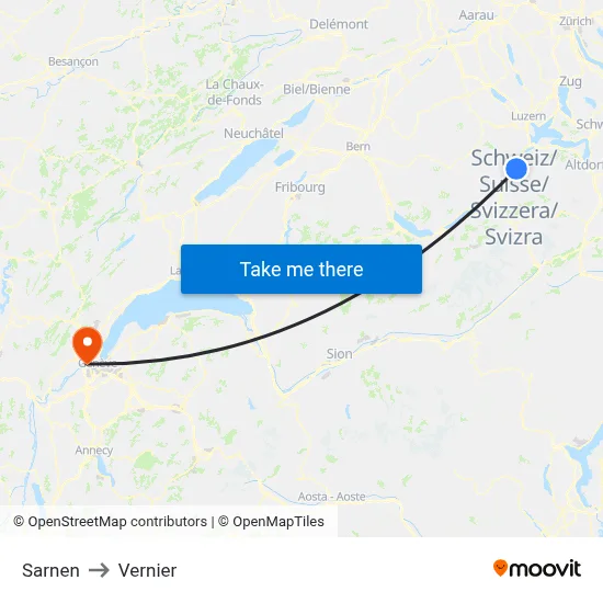 Sarnen to Vernier map
