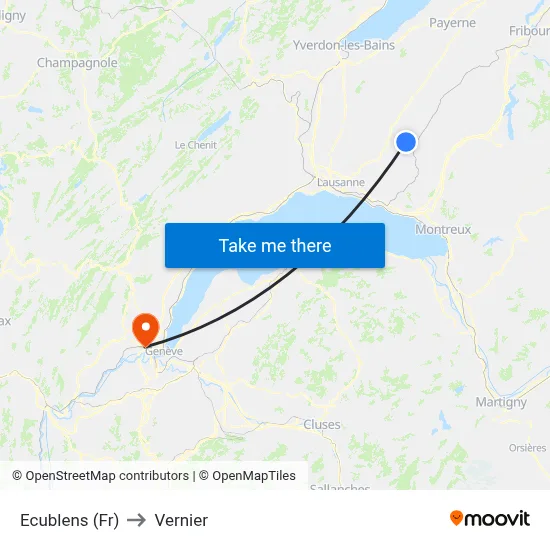 Ecublens (Fr) to Vernier map