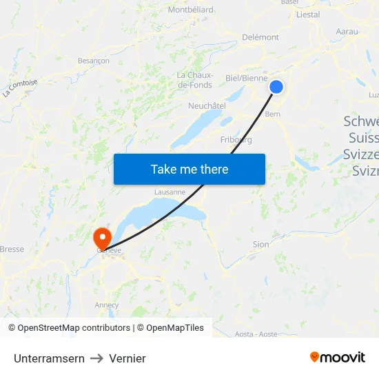 Unterramsern to Vernier map