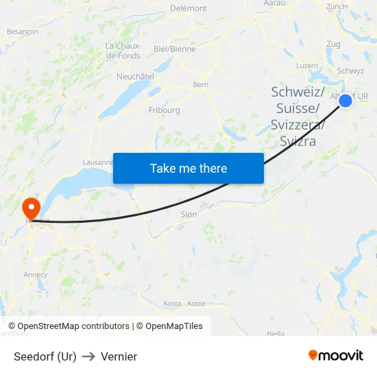 Seedorf (Ur) to Vernier map