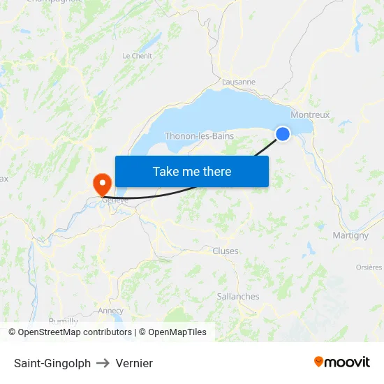 Saint-Gingolph to Vernier map
