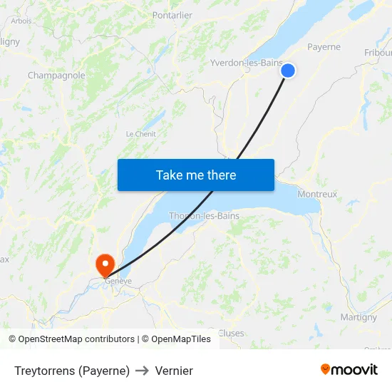 Treytorrens (Payerne) to Vernier map