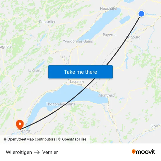 Wileroltigen to Vernier map