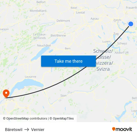 Bäretswil to Vernier map
