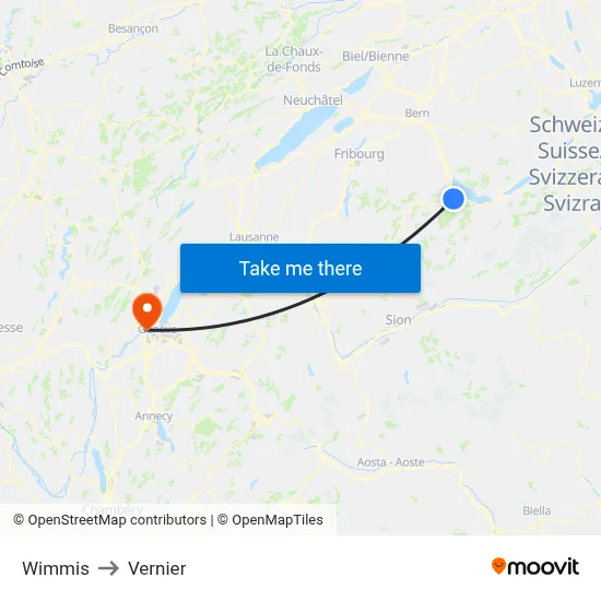 Wimmis to Vernier map
