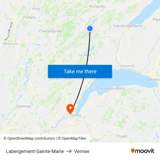 Labergement-Sainte-Marie to Vernier map
