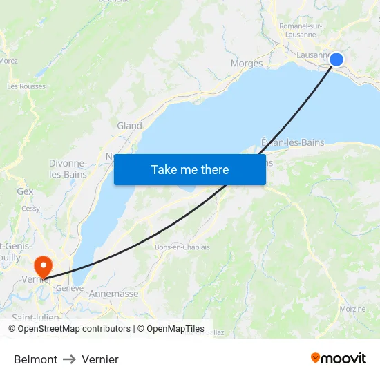 Belmont to Vernier map